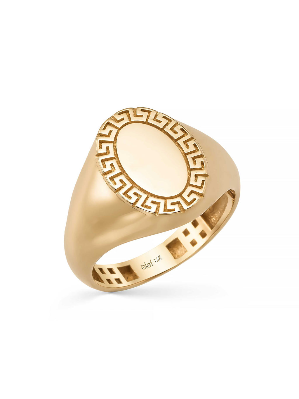 Grek Desenli Oval Form 14K Altın Yüzük - Elef Kuyumculuk