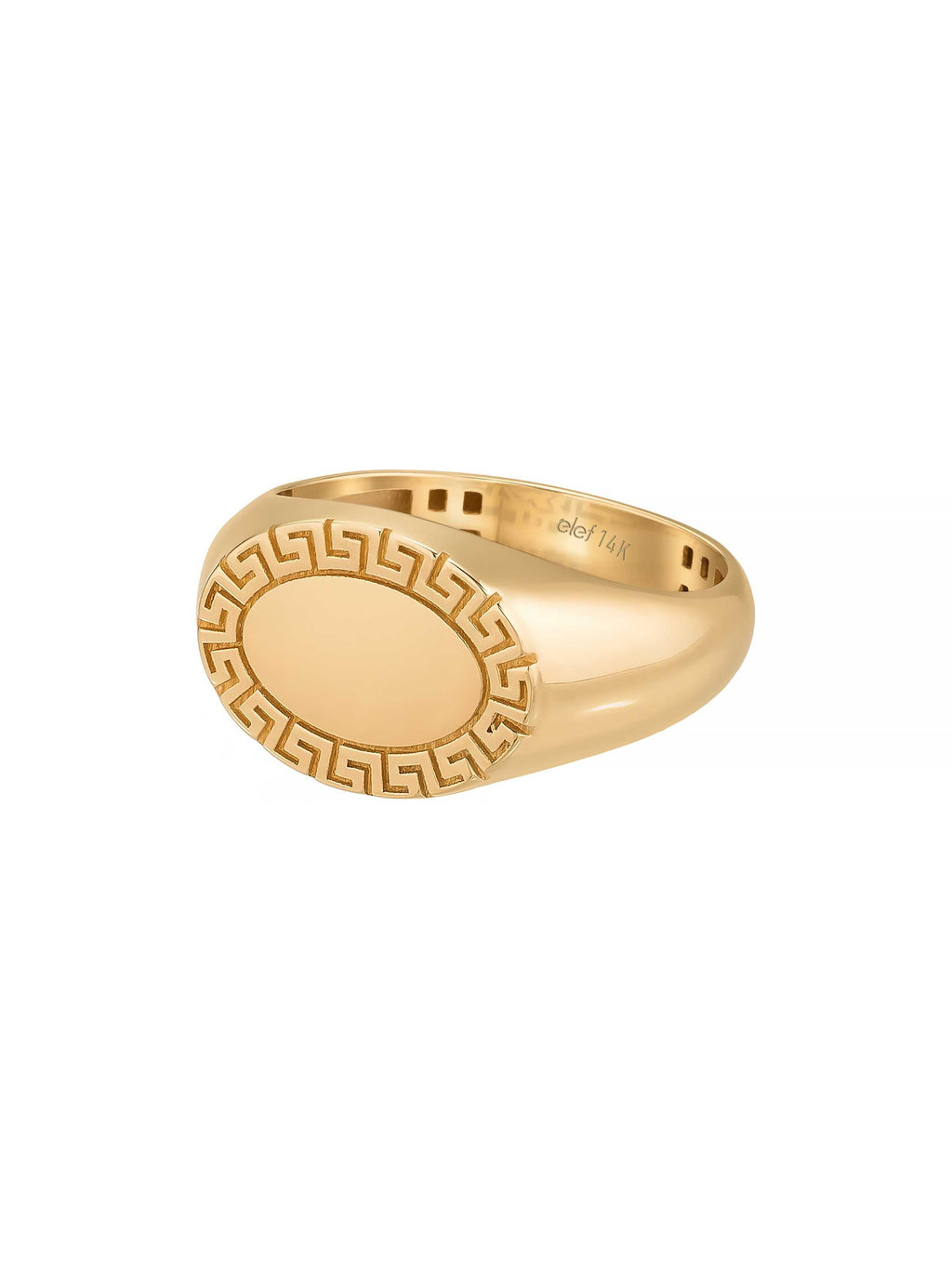 Grek Desenli Oval Formlu 14K Altın Yüzük - Elef Kuyumculuk