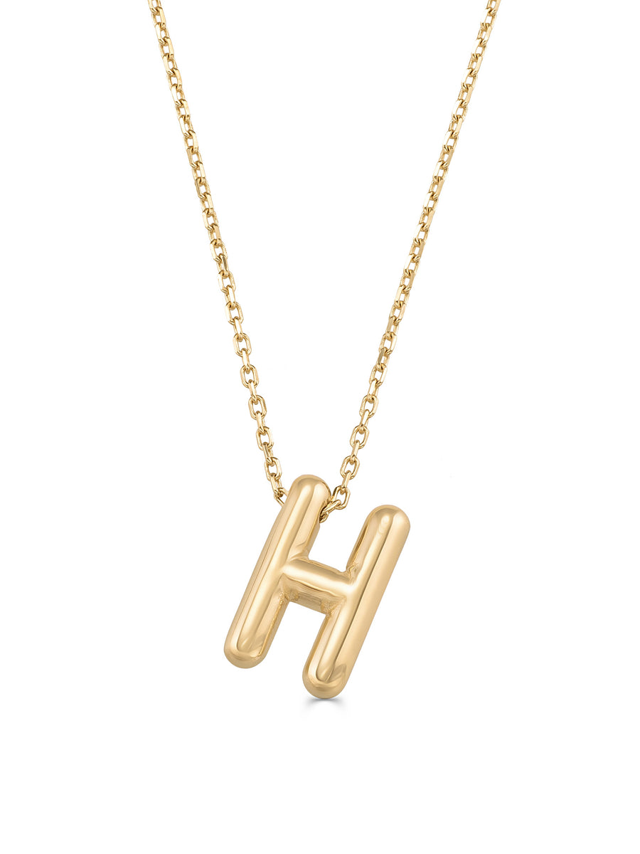 H Harfi Sade 14K Altın Harf Kolye