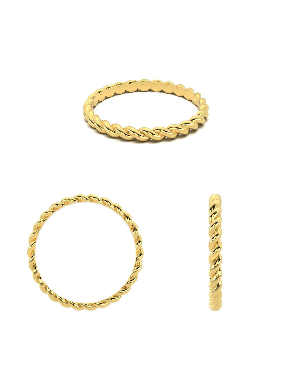 Halat Formlu Minimal 14K Altın Yüzük - Elef Kuyumculuk