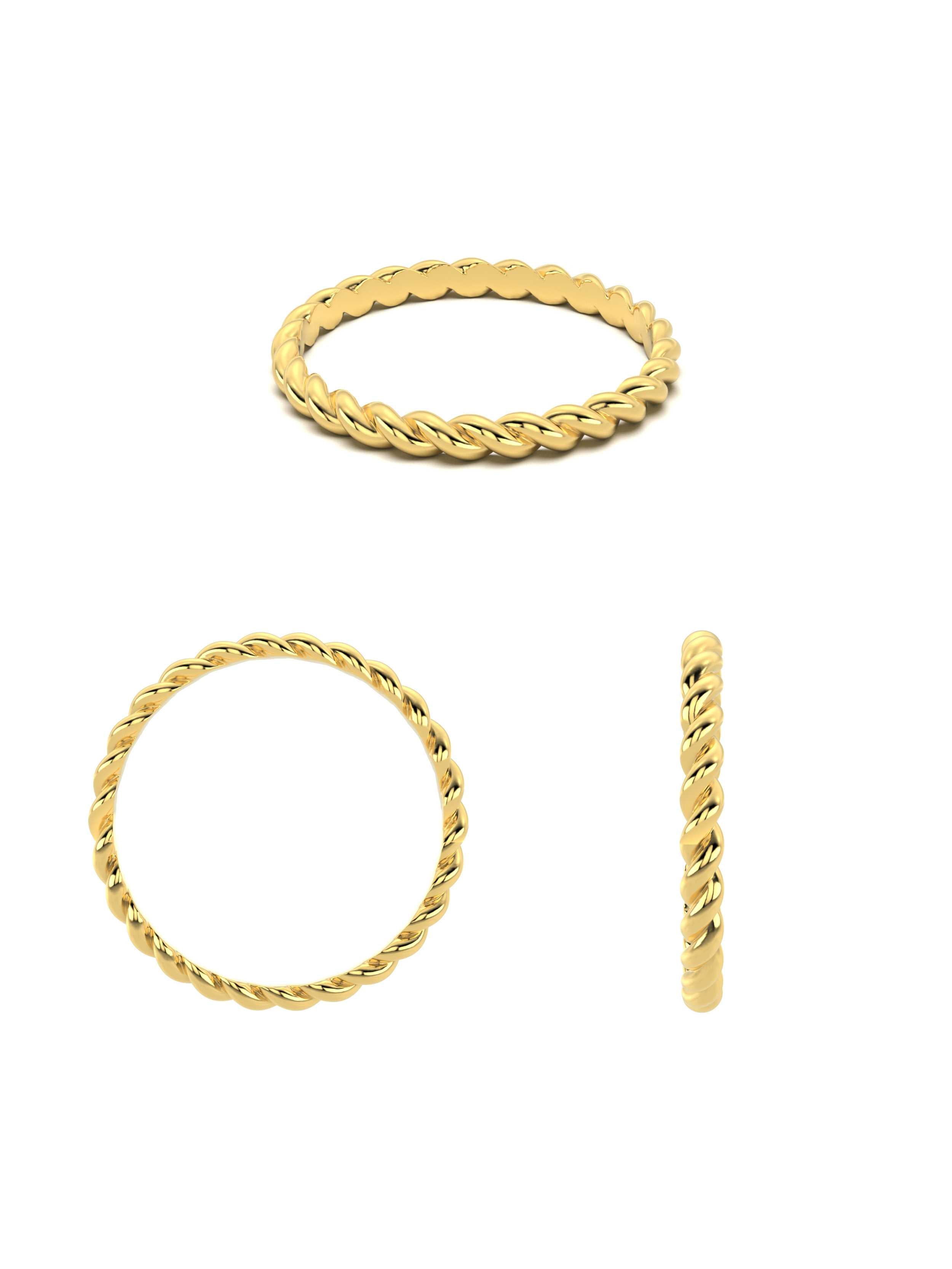 Halat Formlu Minimal 14K Altın Yüzük - Elef Kuyumculuk