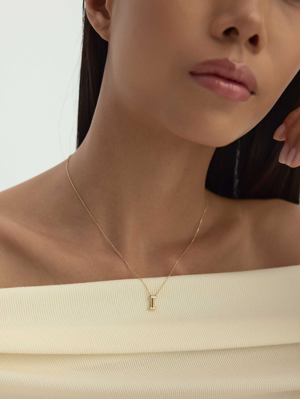 I Harfi Sade 14K Altın Harf Kolye - Elef Kuyumculuk