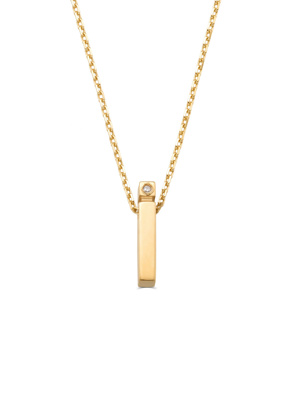 İ Harfi Taşlı 14K Altın Harf Kolye - Elef Kuyumculuk