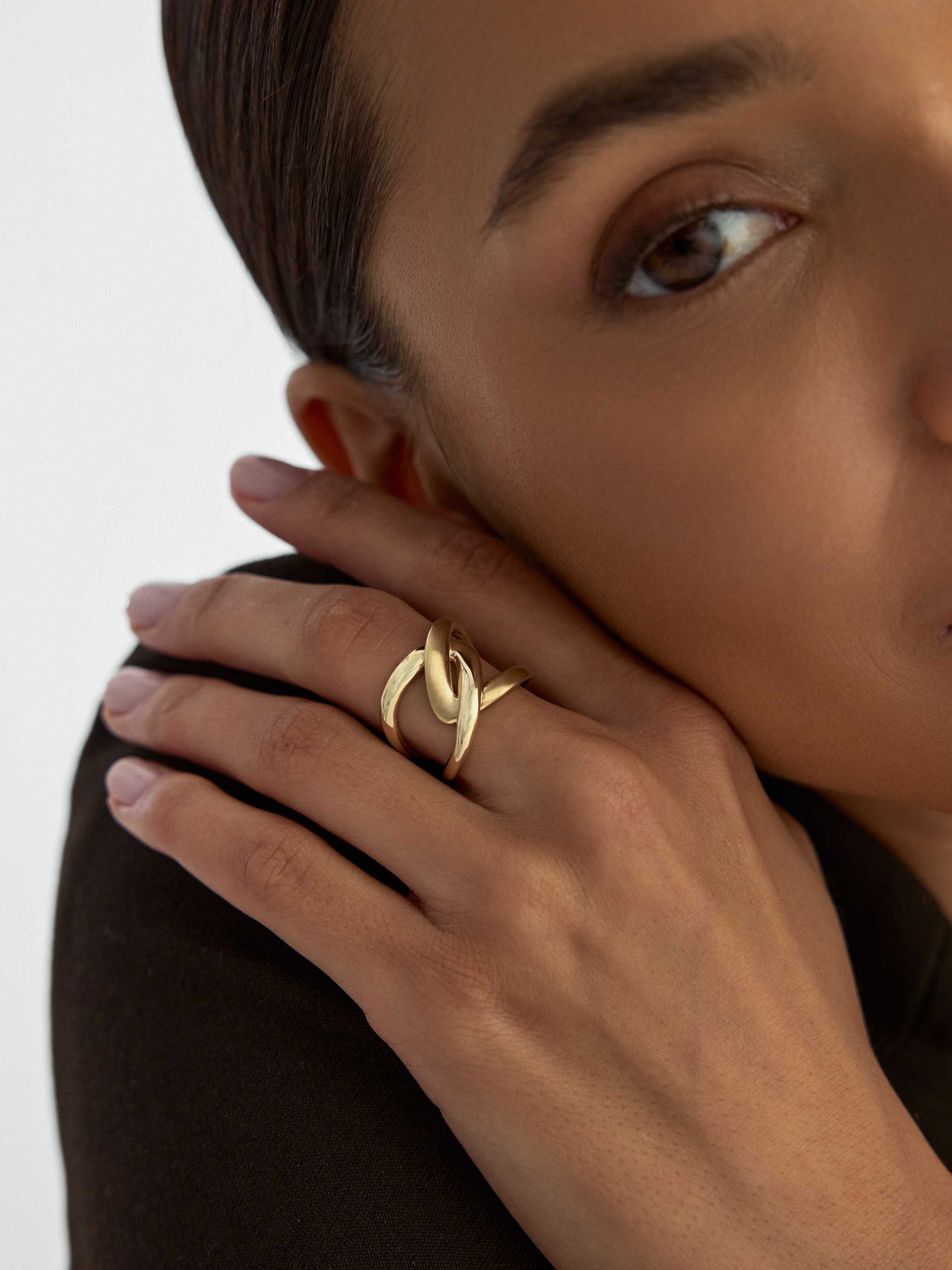 İkili Geometrik Formlu Modern 14K Altın Yüzük - Elef Kuyumculuk