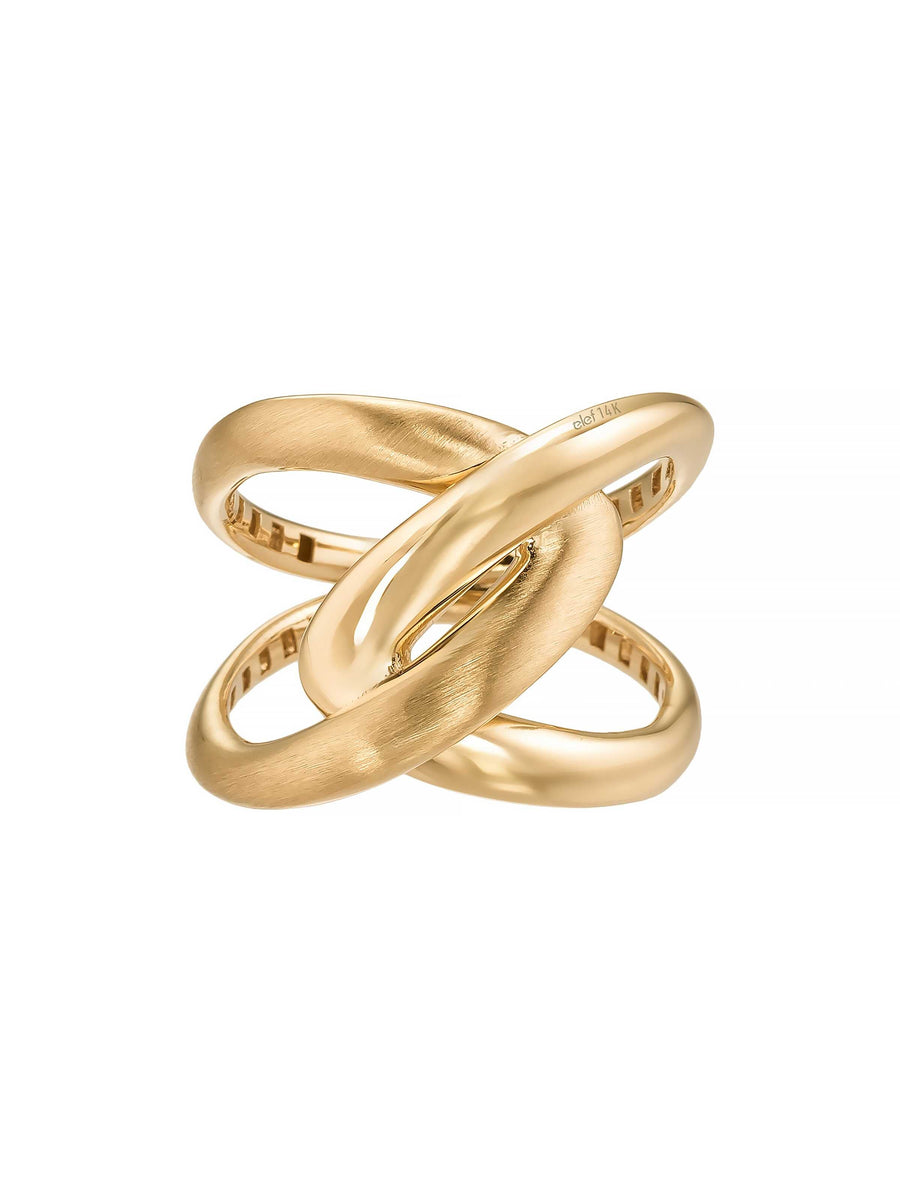 İkili Geometrik Formlu Modern 14K Altın Yüzük