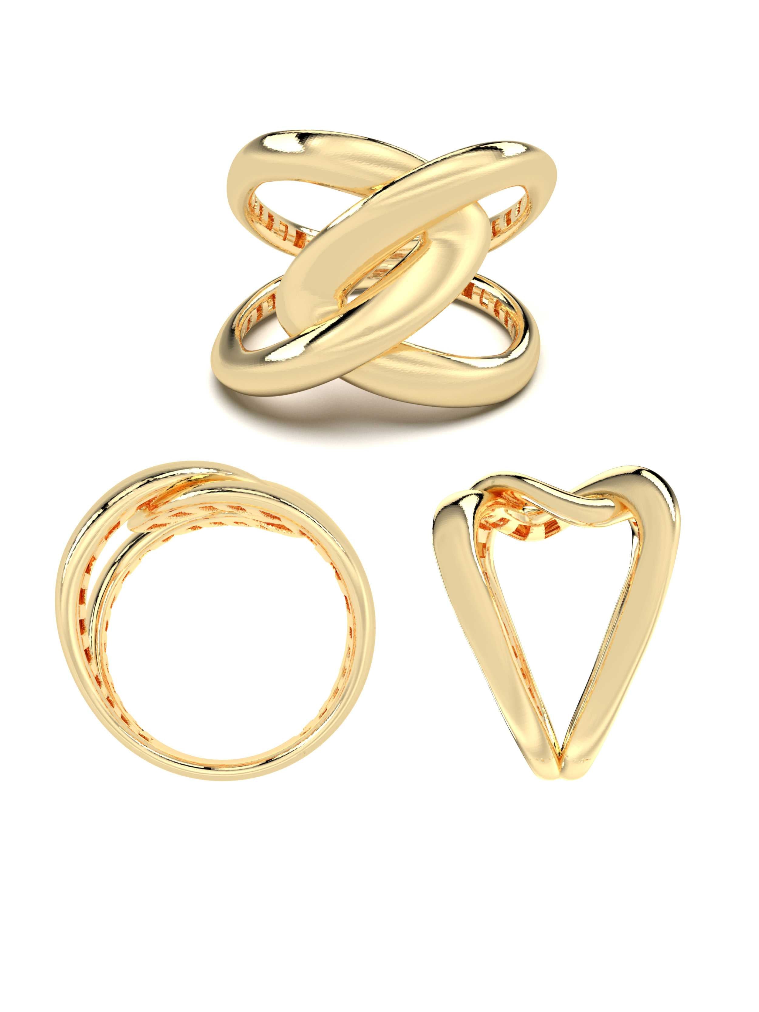 İkili Geometrik Formlu Modern 14K Altın Yüzük - Elef Kuyumculuk