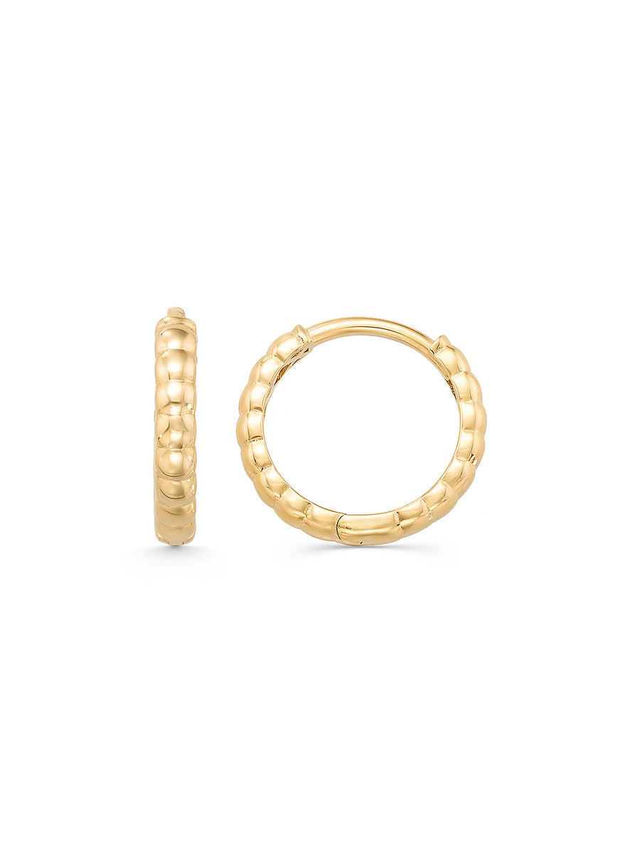 Kabarcık Dokulu Halka 14K Altın Küpe