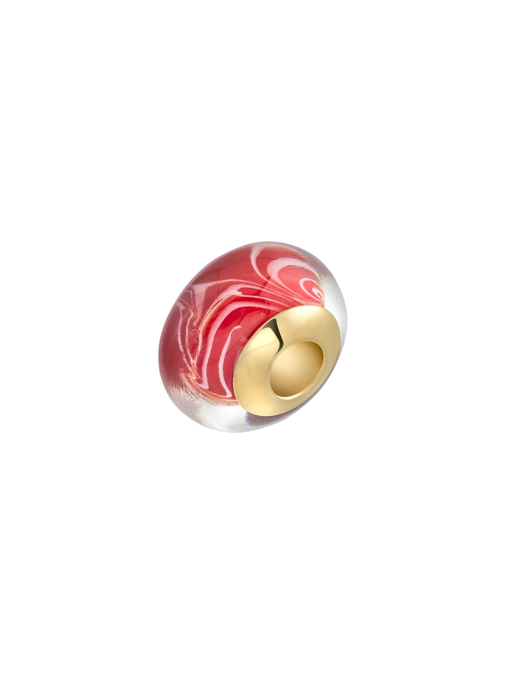 Kırmızı Akışkan Desenli 14K Altın Murano Cam Charm - Elef Kuyumculuk