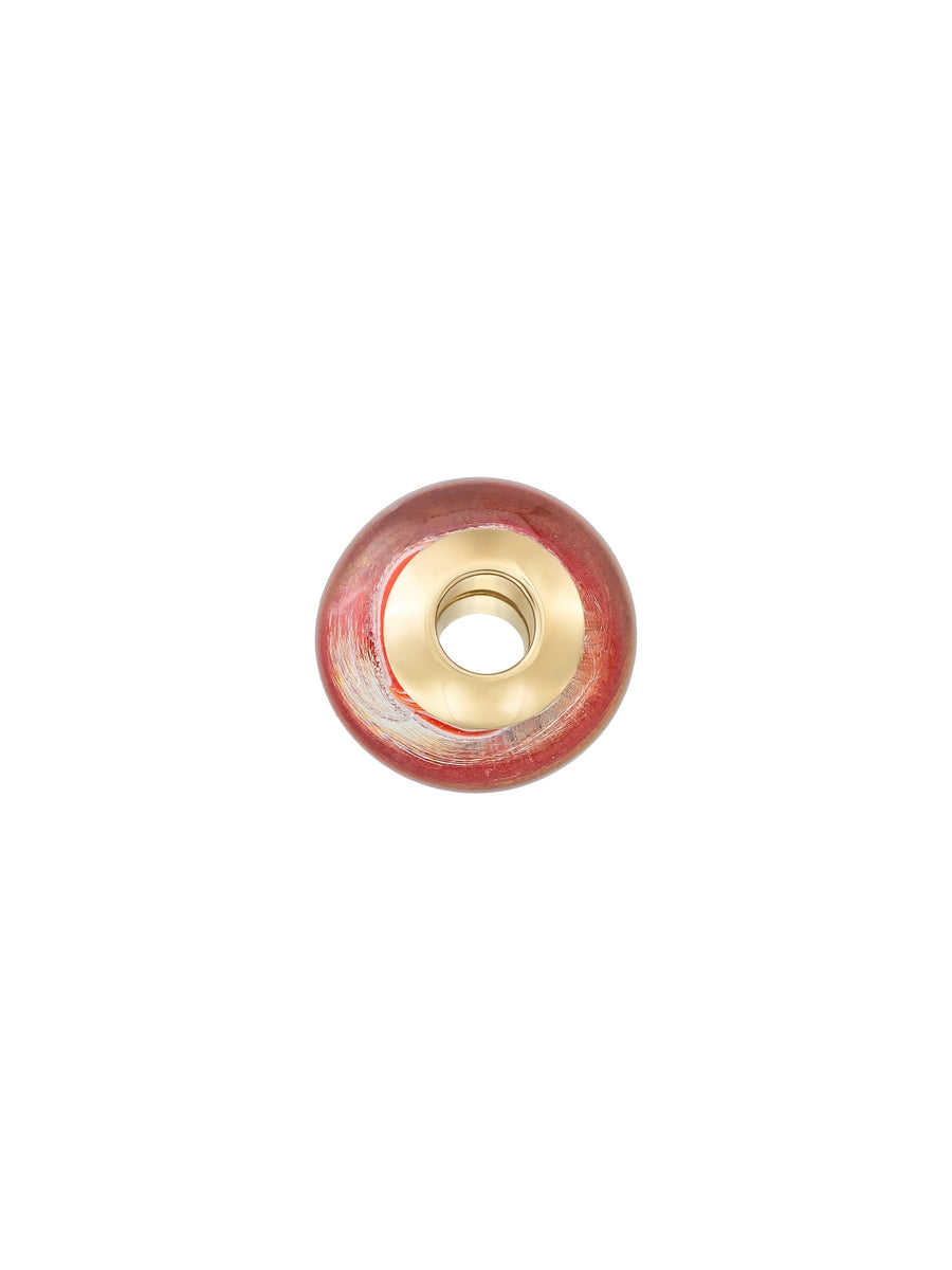 Kırmızı Akışkan Desenli 14K Altın Murano Cam Charm
