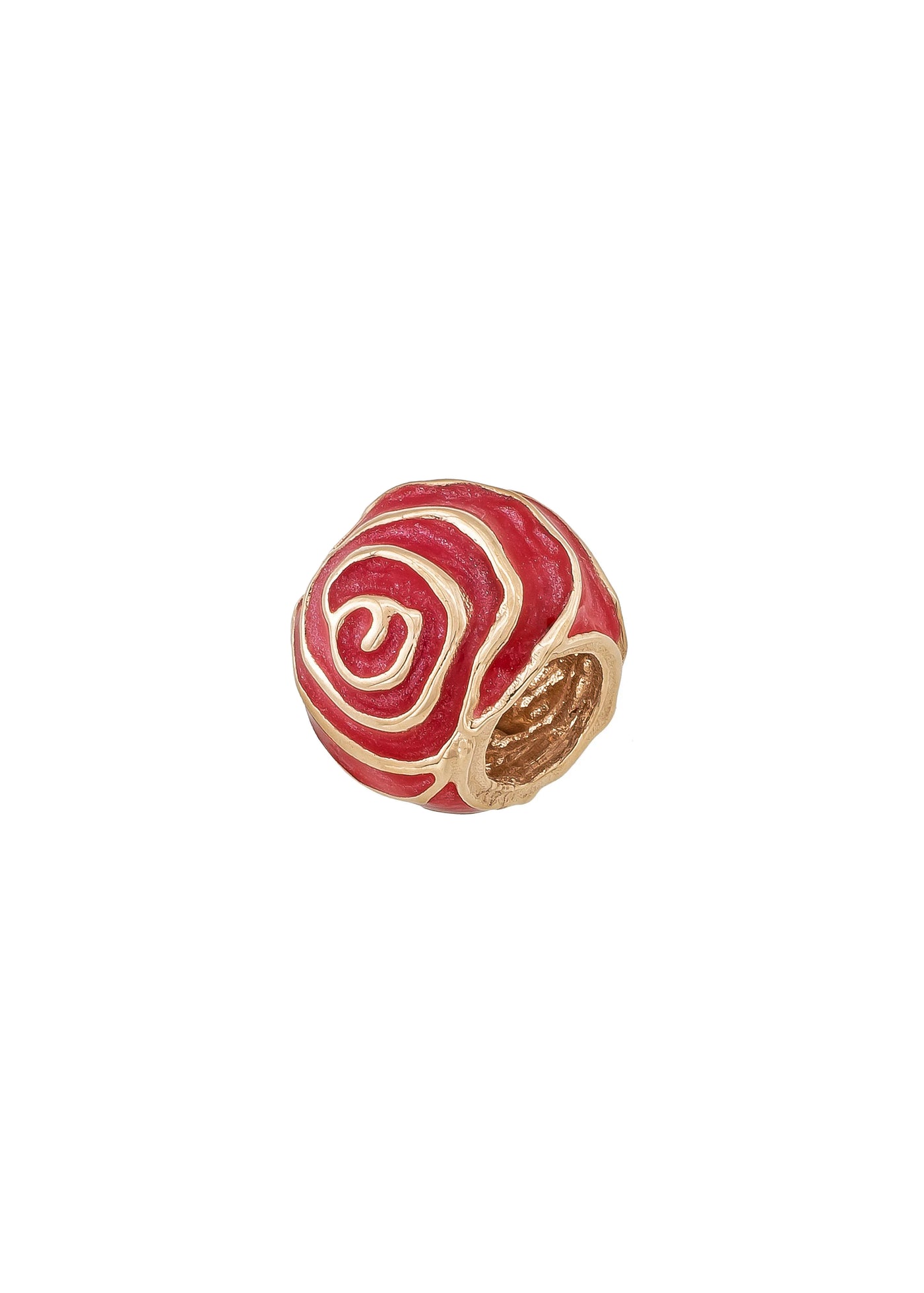 Kırmızı Mine Spiral Desenli 14K Altın Charm - Elef Kuyumculuk