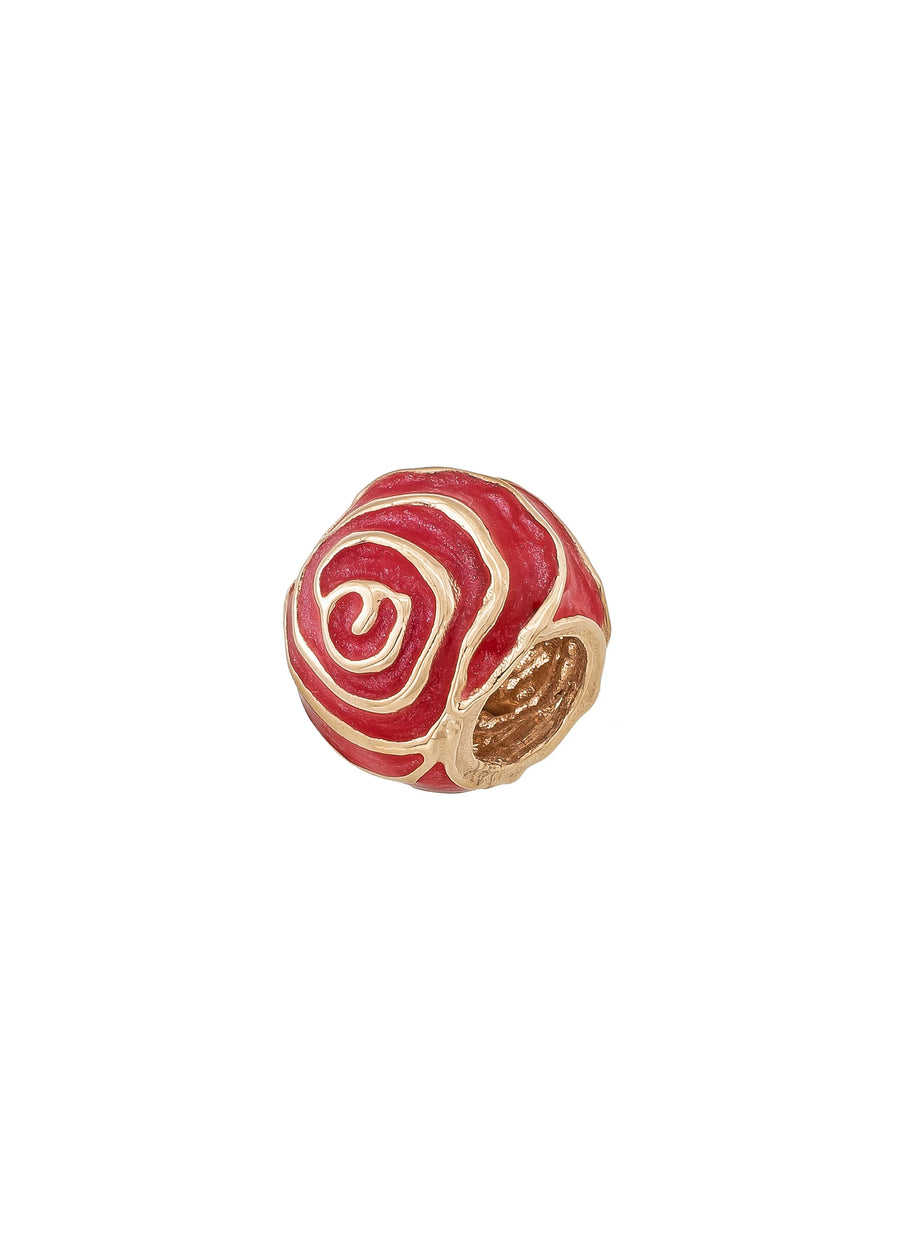 Kırmızı Mine Spiral Desenli 14K Altın Charm