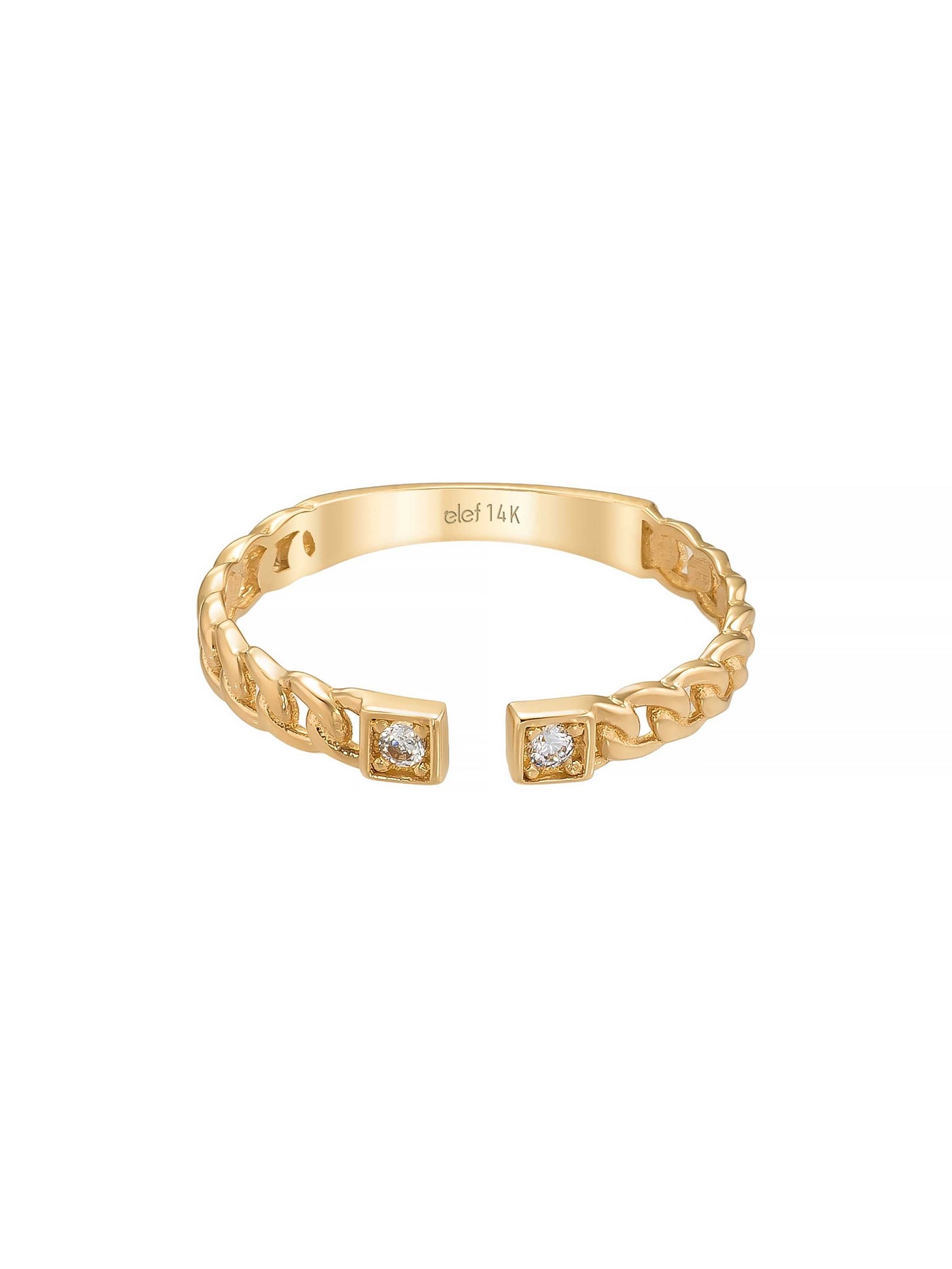 Küba Zincirli Modern Uçlu 14K Altın Yüzük - Elef Kuyumculuk