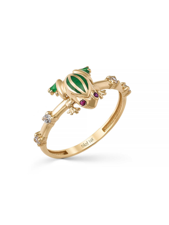 Kurbağa Figürlü Modern 14K Altın Yüzük