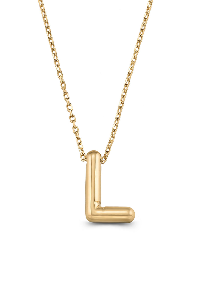L Harfi Sade 14K Altın Harf Kolye