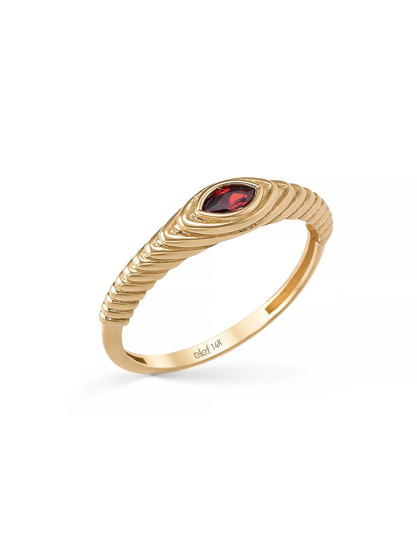 Marquise Kesim Garnet Taşlı Vintage 14K Altın Yüzük - Elef Kuyumculuk