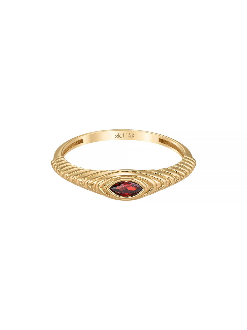 Marquise Kesim Garnet Taşlı Vintage 14K Altın Yüzük - Elef Kuyumculuk