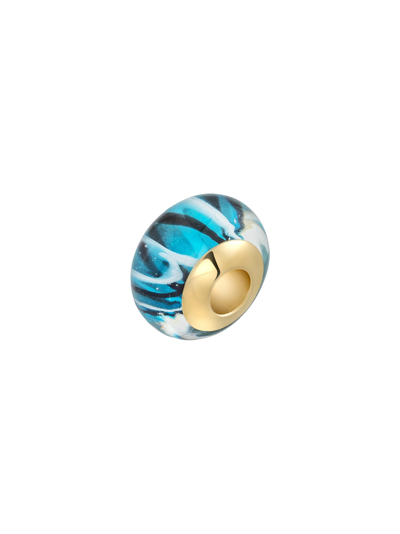 Mavi Damar Detaylı 14K Altın Murano Cam Charm - Elef Kuyumculuk