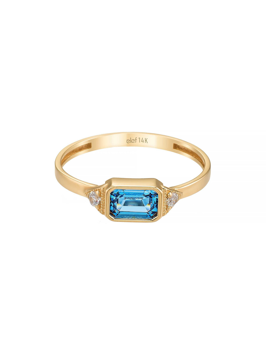 Mavi Taşlı Vintage 14K Altın Yüzük - Elef Kuyumculuk