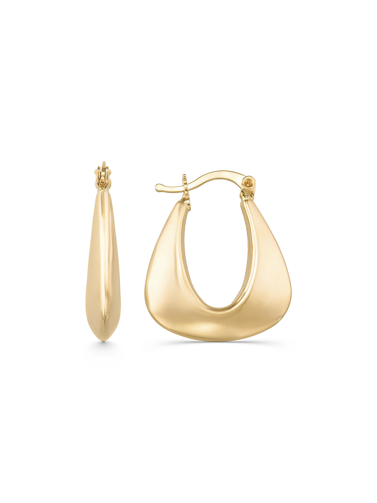 Modern Form Geniş Halka 14K Altın Küpe - Elef Kuyumculuk