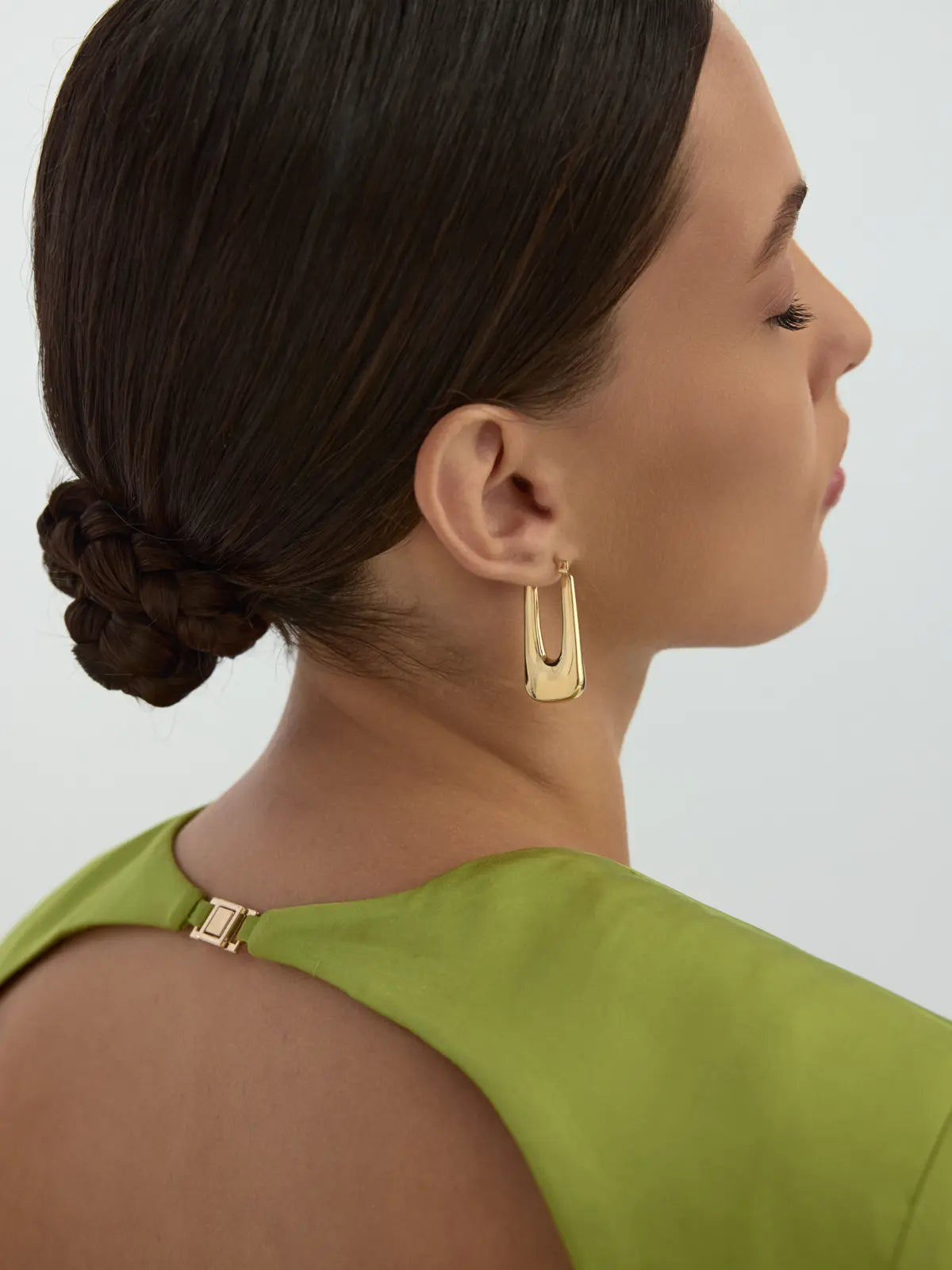 Modern Yarım Oval Form 14K Altın Küpe - Elef Kuyumculuk
