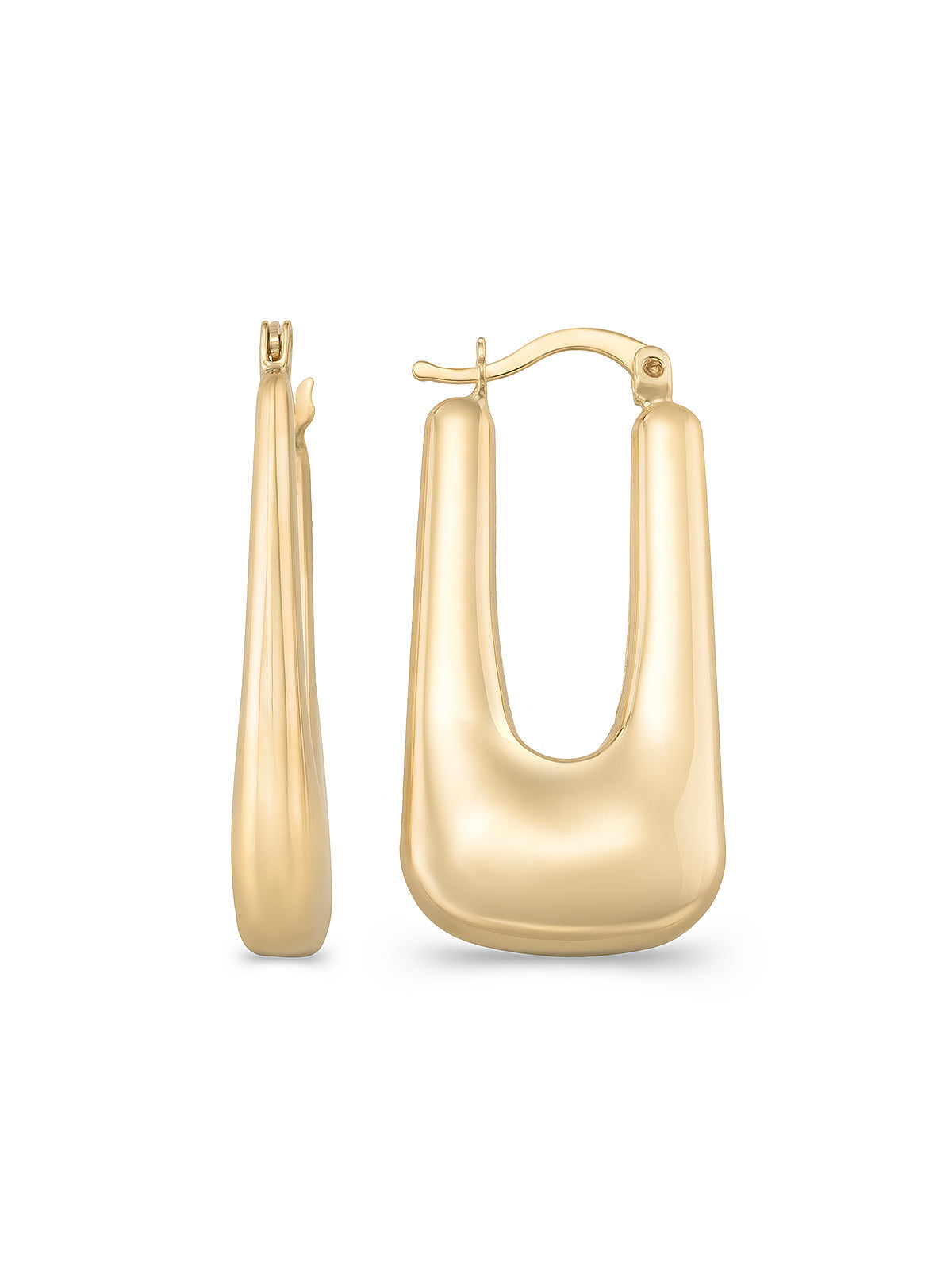 Modern Yarım Oval Form 14K Altın Küpe - Elef Kuyumculuk