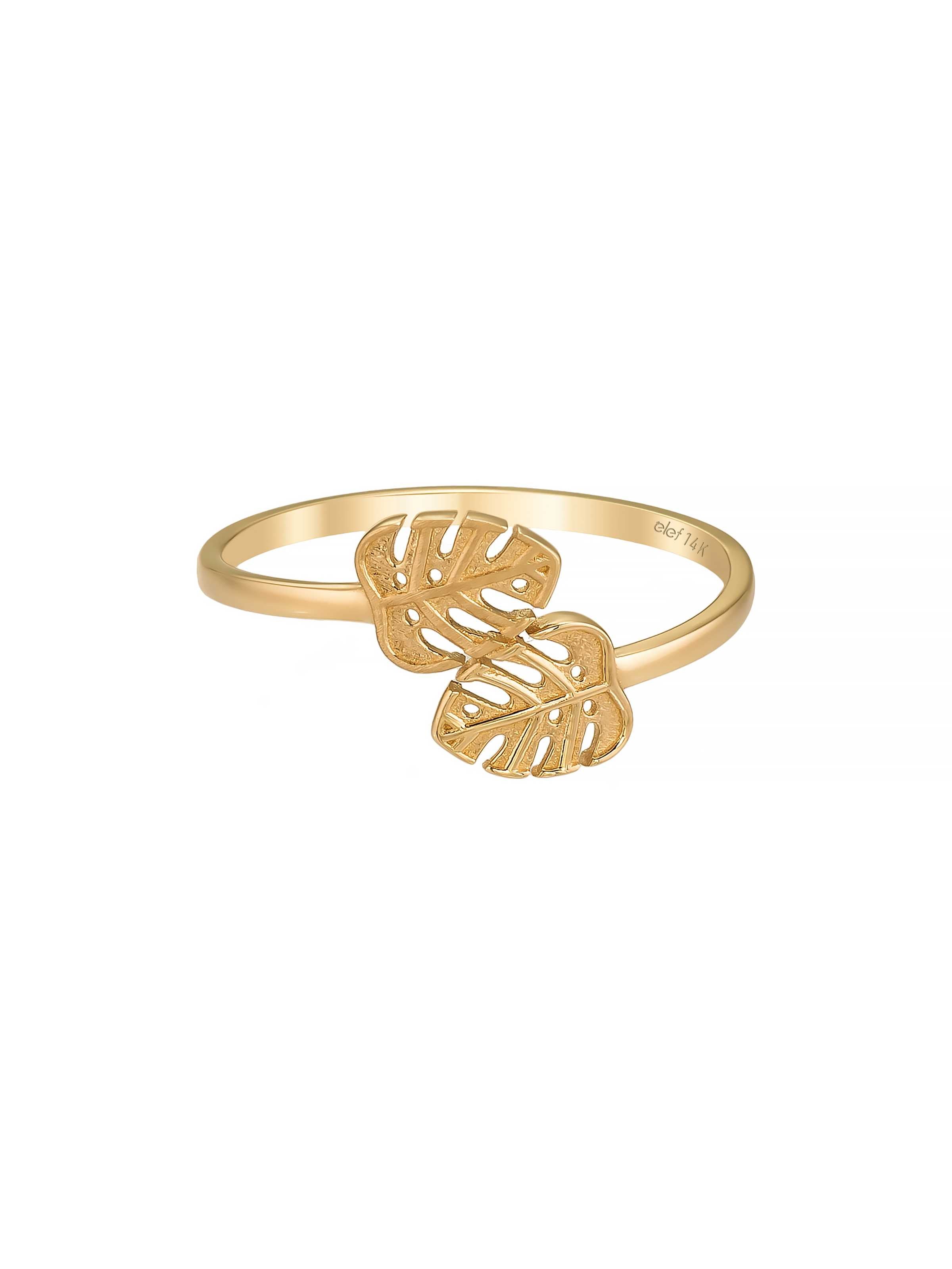 Monstera Yaprak Motifli Minimal 14K Altın Yüzük - Elef Kuyumculuk