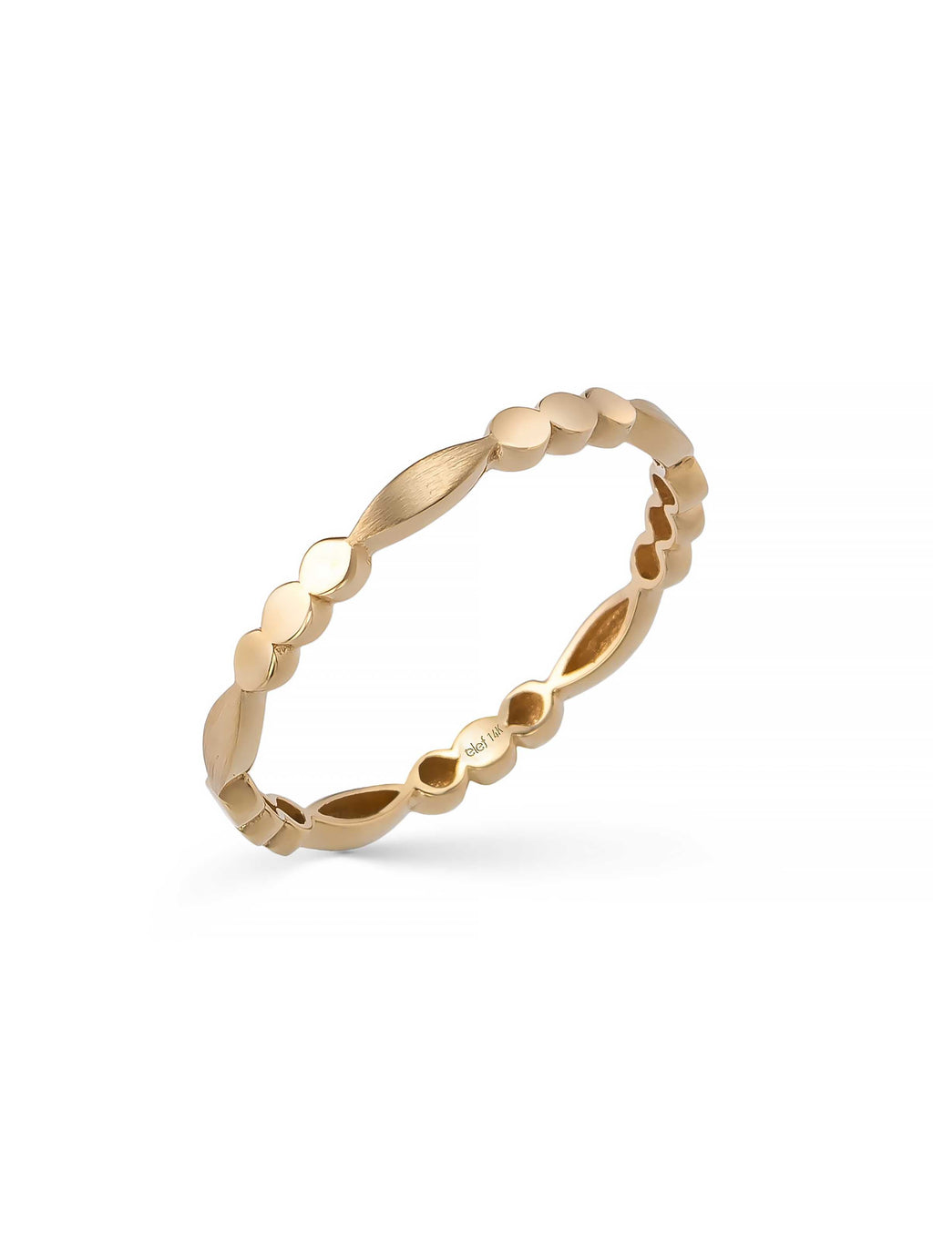 Noktalı Marquise Formlu Minimal 14K Altın Yüzük - Elef Kuyumculuk