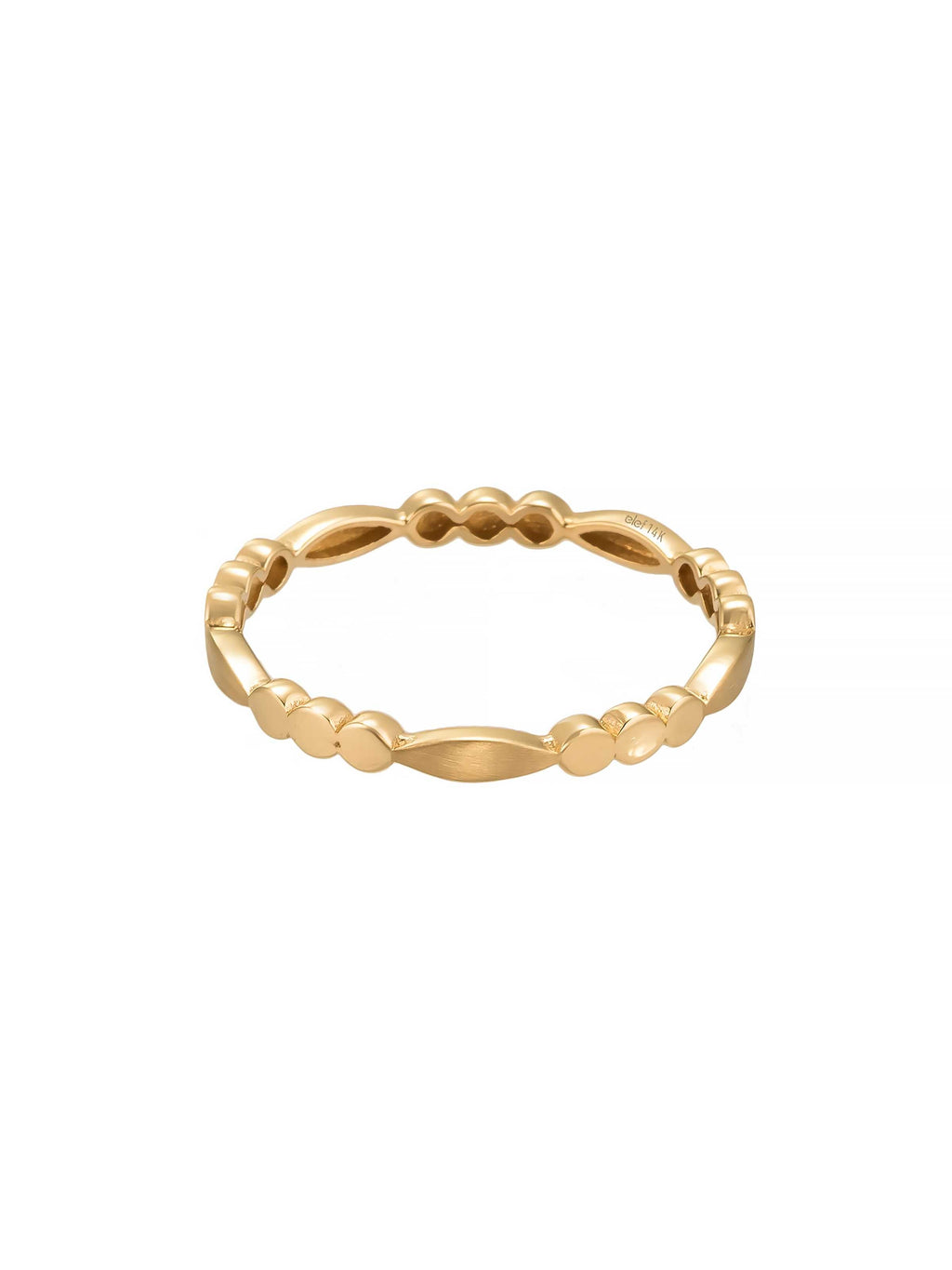 Noktalı Marquise Formlu Minimal 14K Altın Yüzük - Elef Kuyumculuk
