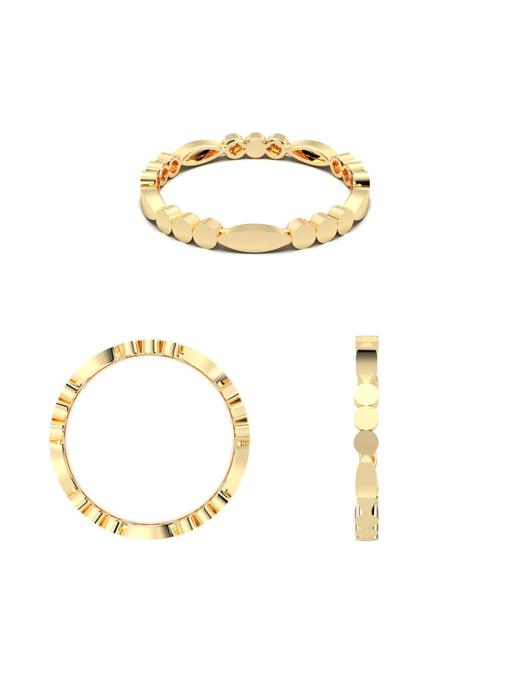 Noktalı Marquise Formlu Minimal 14K Altın Yüzük - Elef Kuyumculuk