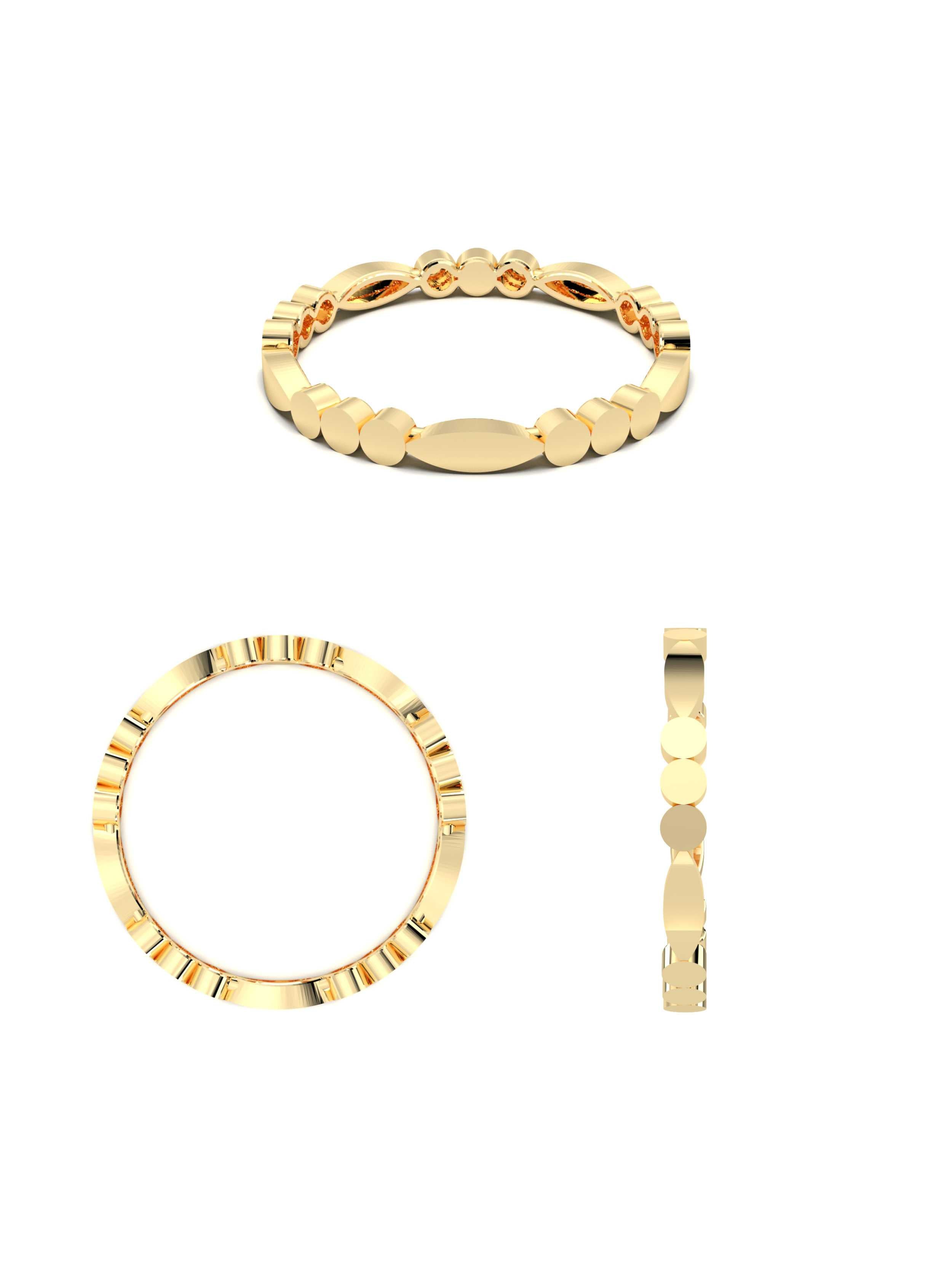 Noktalı Marquise Formlu Minimal 14K Altın Yüzük - Elef Kuyumculuk