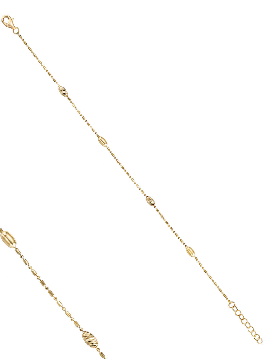 Oval Formlu Dorika Detaylı 14K Altın Bileklik