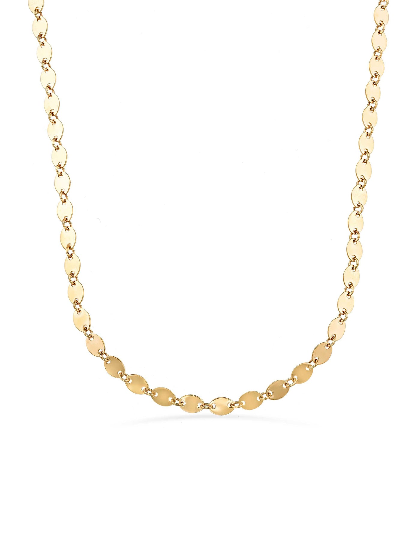 Oval Formlu Plaka Dizili 14K Altın Kolye - Elef Kuyumculuk