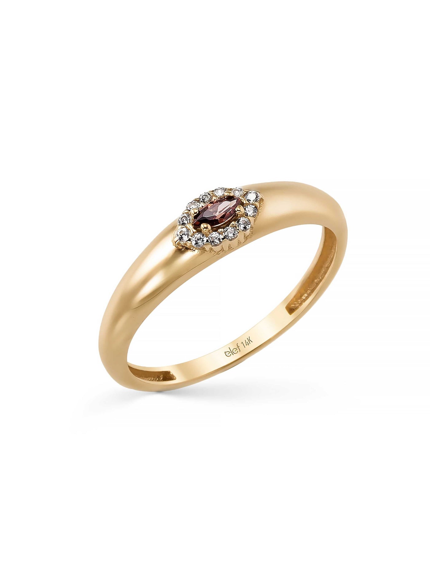 Oval Halo Taşlı Klasik 14K Altın Yüzük - Elef Kuyumculuk