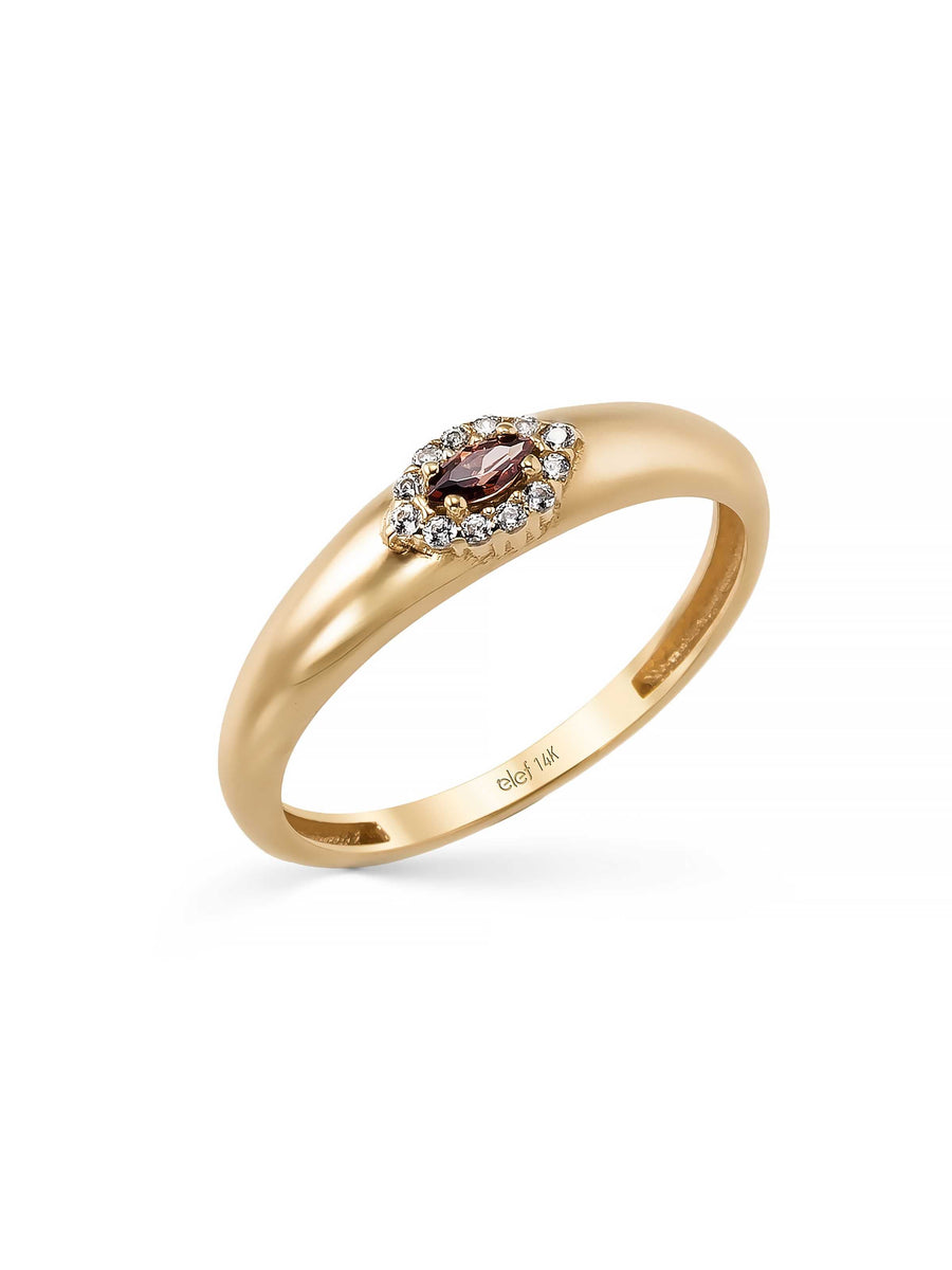 Oval Halo Taşlı Klasik 14K Altın Yüzük