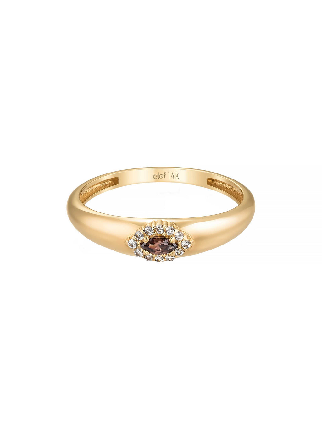 Oval Halo Taşlı Klasik 14K Altın Yüzük - Elef Kuyumculuk