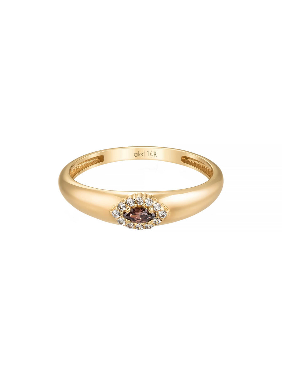 Oval Halo Taşlı Klasik 14K Altın Yüzük