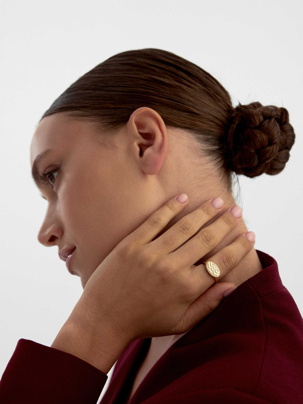 Oval Motifli Modern 14K Altın Yüzük - Elef Kuyumculuk