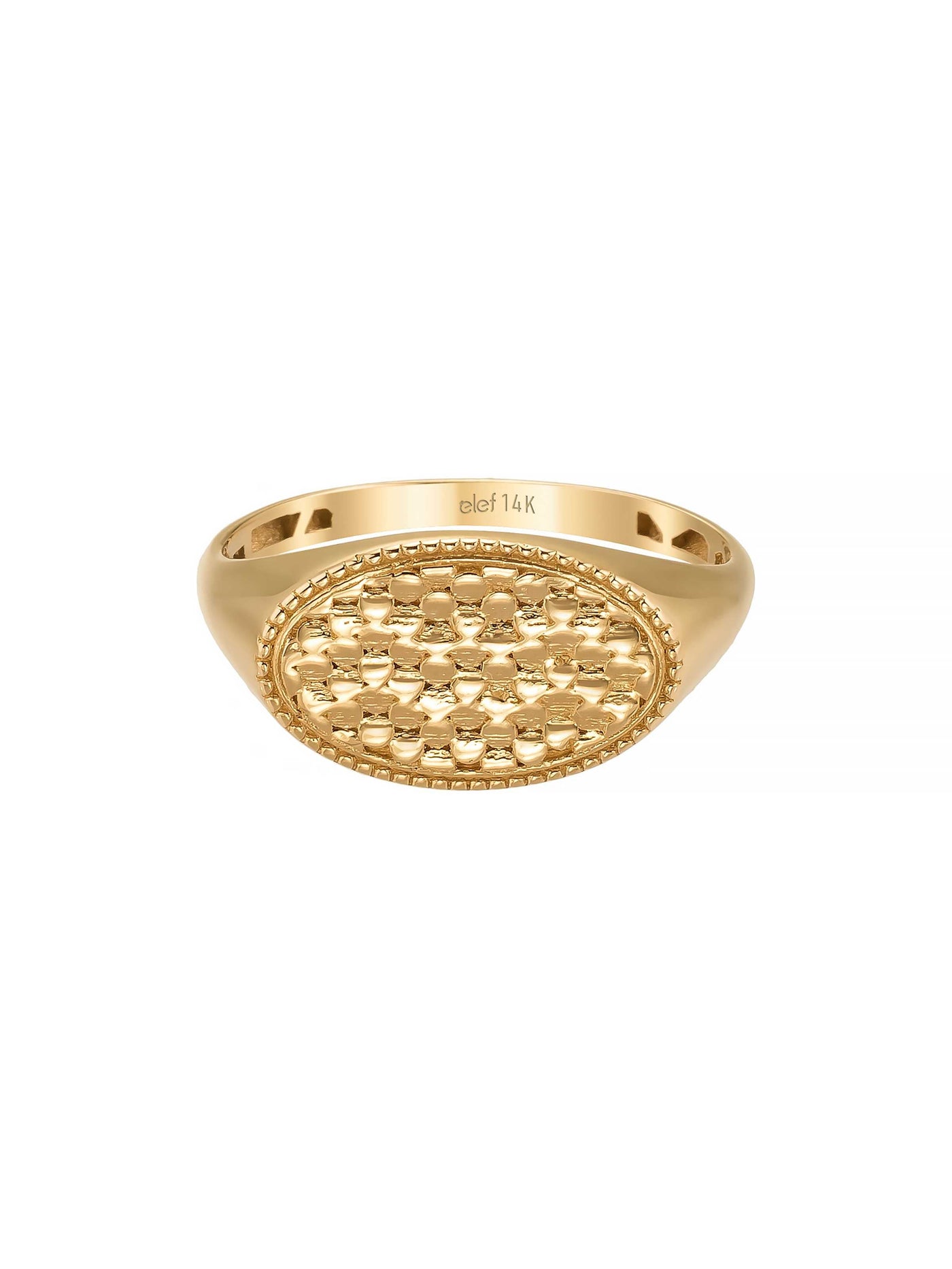 Oval Motifli Modern 14K Altın Yüzük - Elef Kuyumculuk