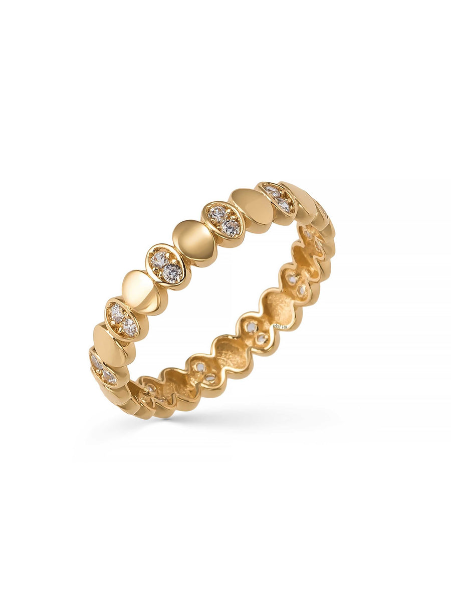Oval Motifli Tamtur 14K Altın Yüzük