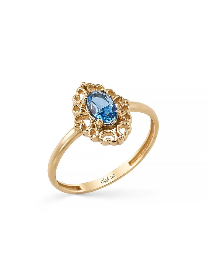 Oval Safir Rengi Taşlı Vintage 14K Altın Yüzük