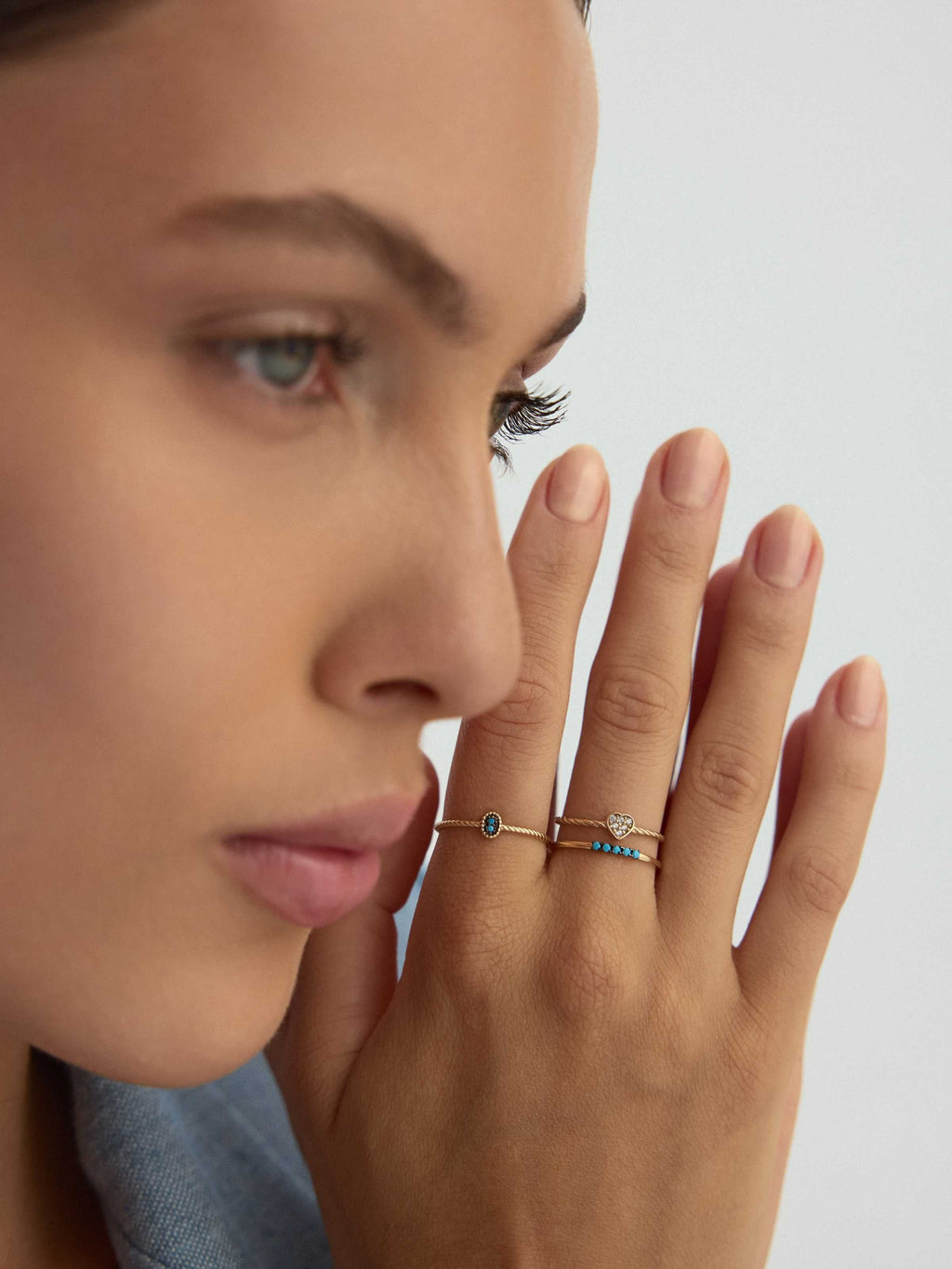 Oval Turkuaz Taşlı Burgu 14K Altın Yüzük - Elef Kuyumculuk