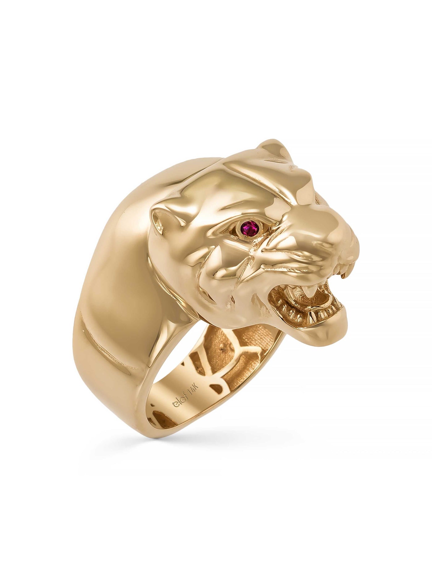Panter Başlı Heykel Formlu 14K Altın Yüzük - Elef Kuyumculuk