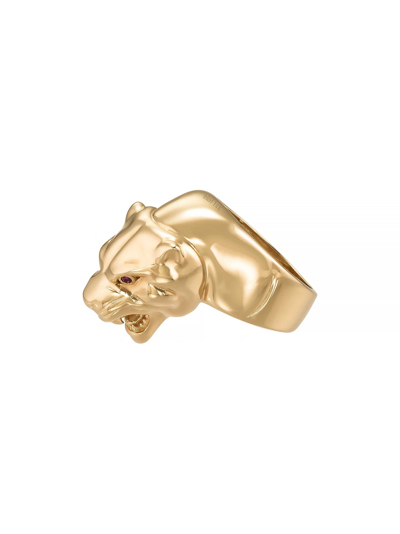 Panter Başlı Heykel Formlu 14K Altın Yüzük - Elef Kuyumculuk