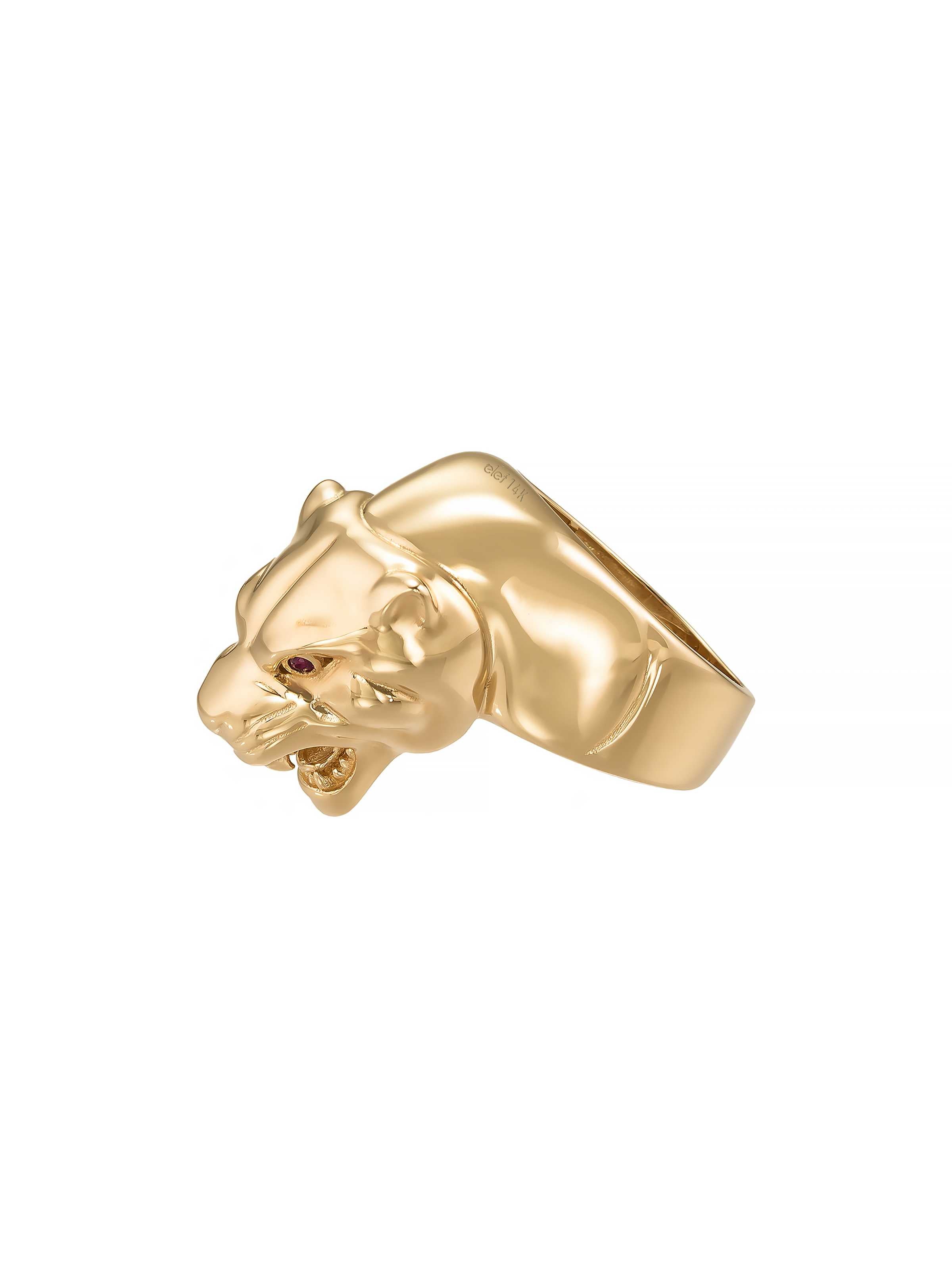 Panter Başlı Heykel Formlu 14K Altın Yüzük - Elef Kuyumculuk