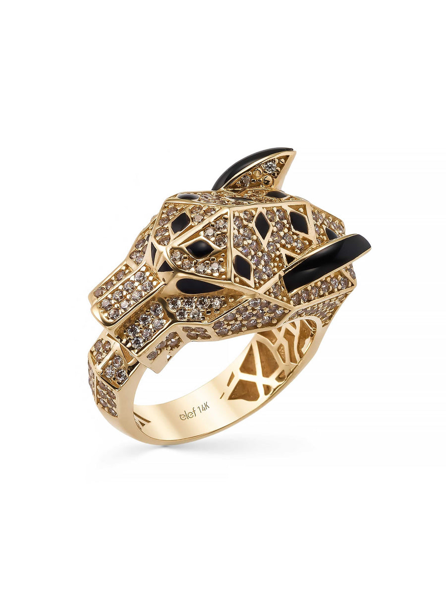 Panter Figürlü Modern 14K Altın Yüzük