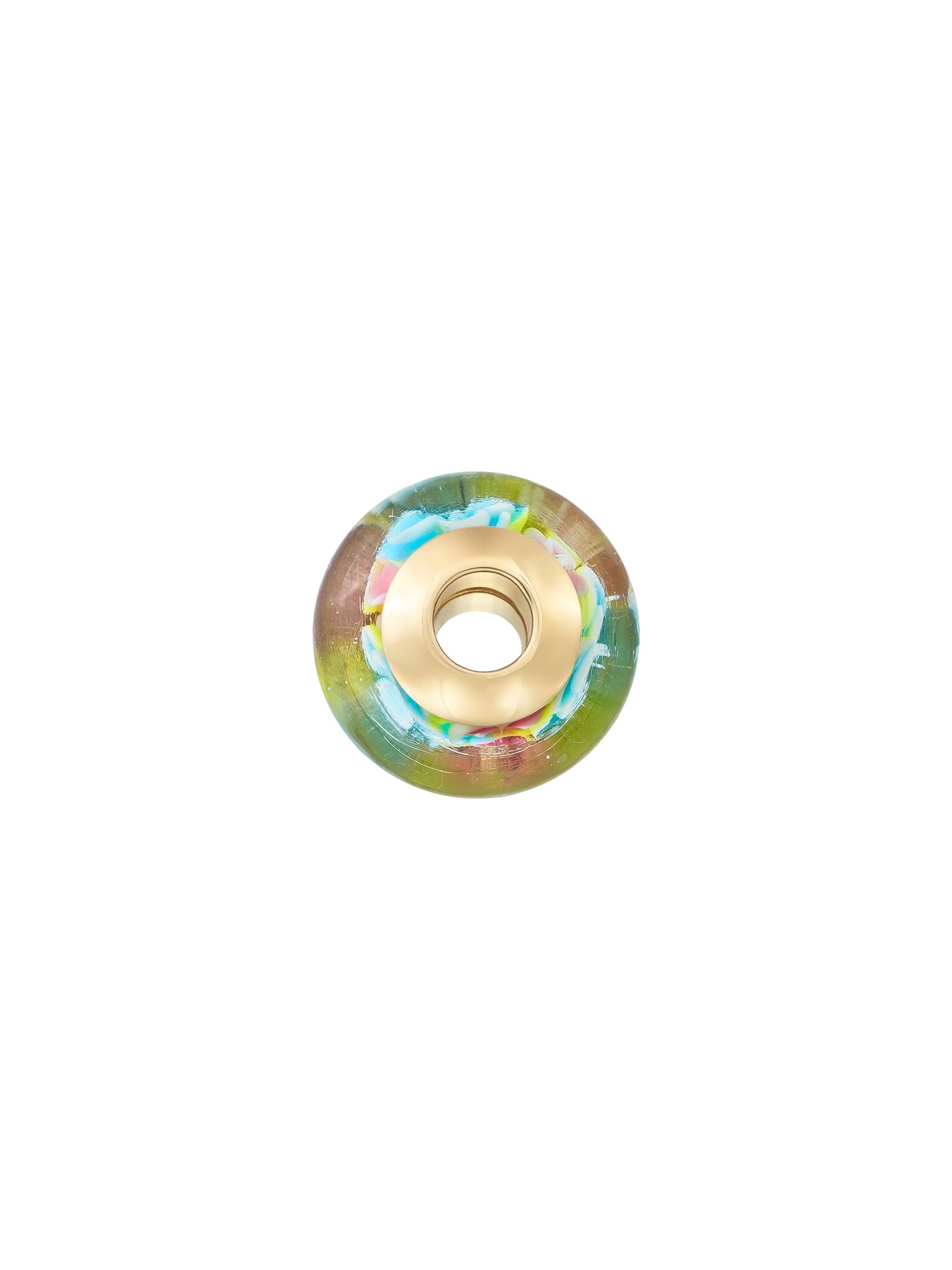 Pastel Çiçek Figürlü 14K Altın Murano Cam Charm - Elef Kuyumculuk