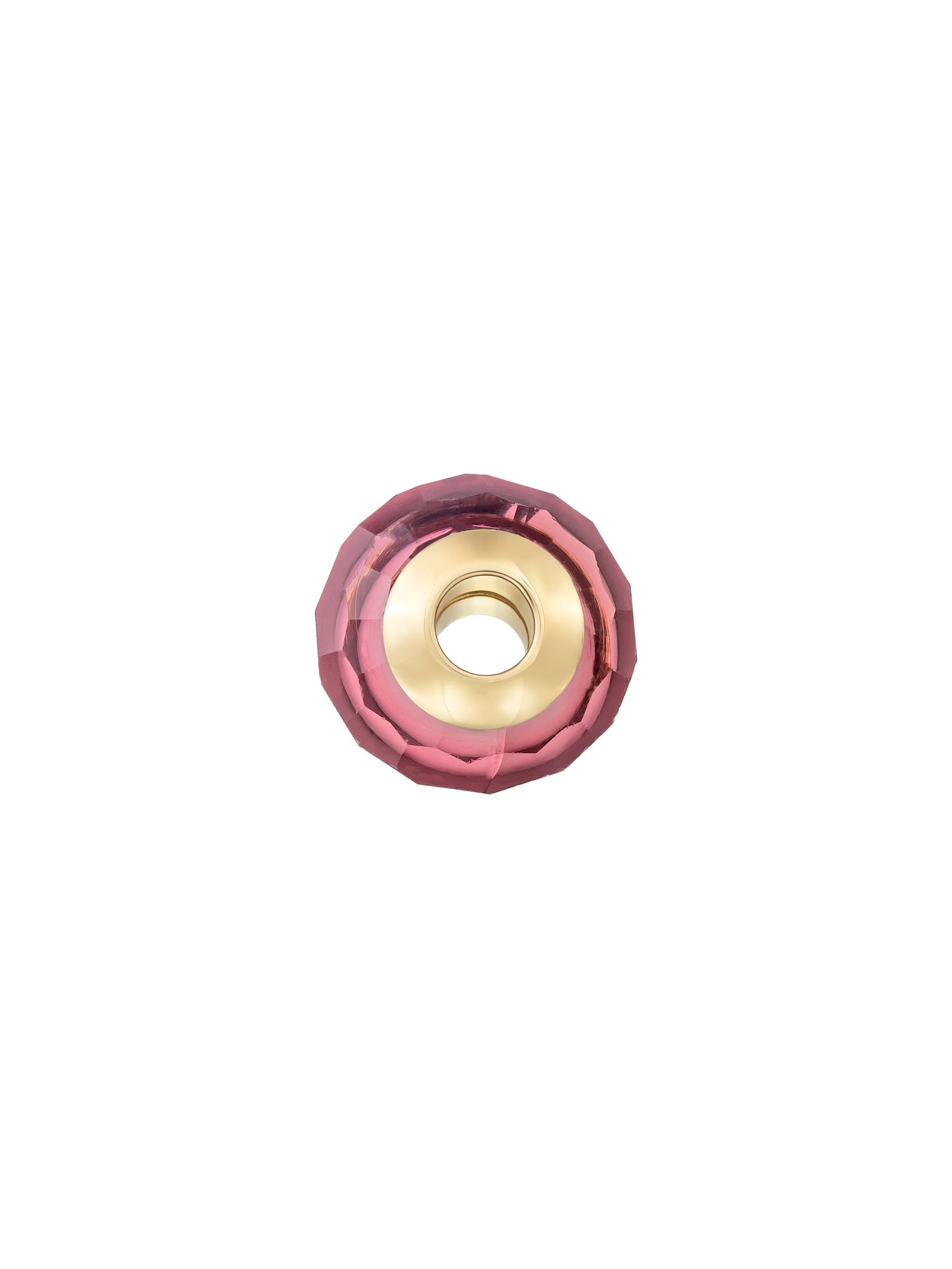 Pembe Faset Kesim 14K Altın Murano Cam Charm - Elef Kuyumculuk