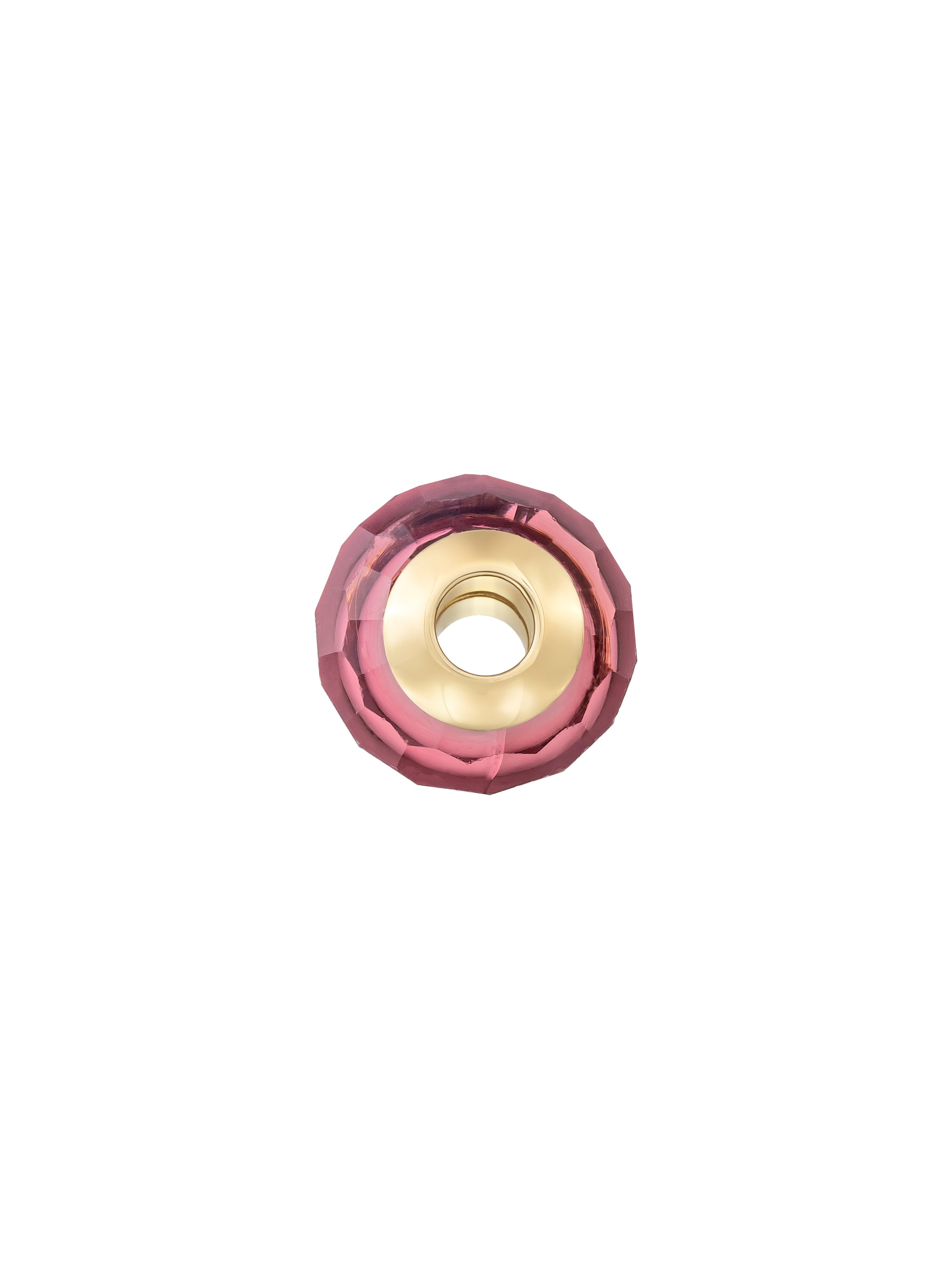 Pembe Faset Kesim 14K Altın Murano Cam Charm - Elef Kuyumculuk