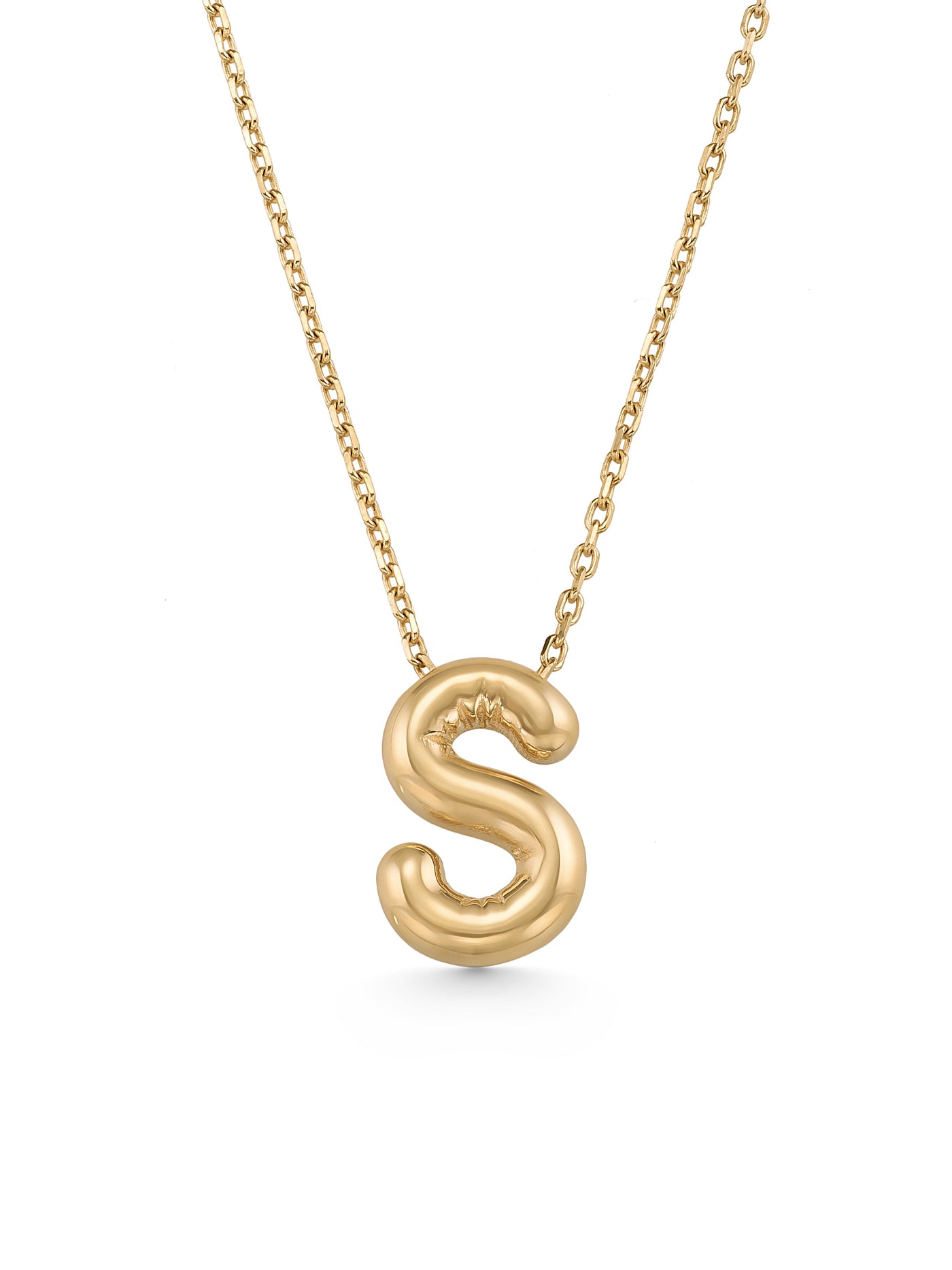 S Harfi Sade 14K Altın Harf Kolye - Elef Kuyumculuk