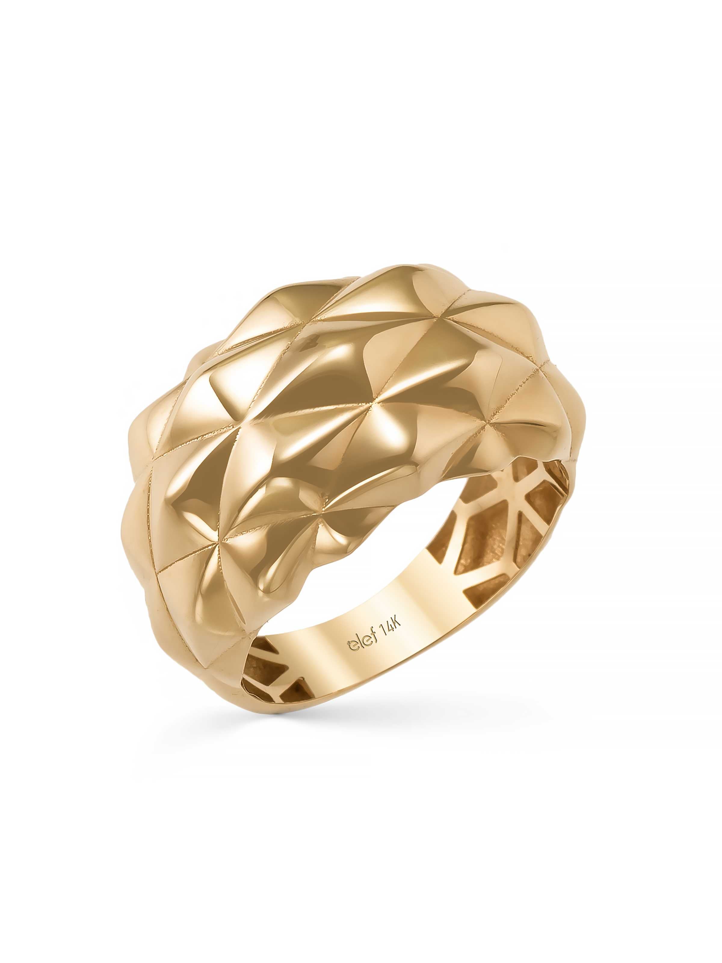 Sade Geometrik Formlu 14K Altın Yüzük - Elef Kuyumculuk